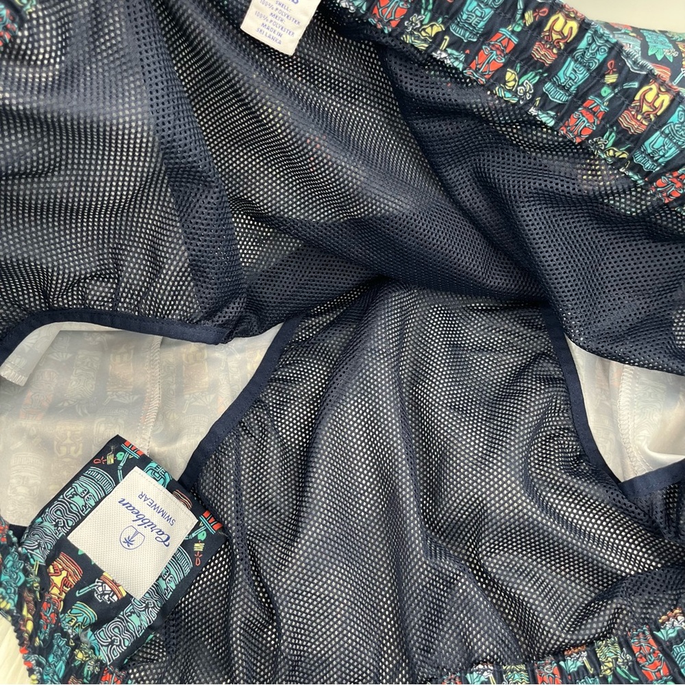 NEW Roundtree & York Caribbean Swim Trunks Mens Big Tall 4XB Tiki Navy Turquoise - Picture 10 of 12
